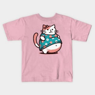 Chubby Cat Lady // Kawaii Cat Lover Kids T-Shirt